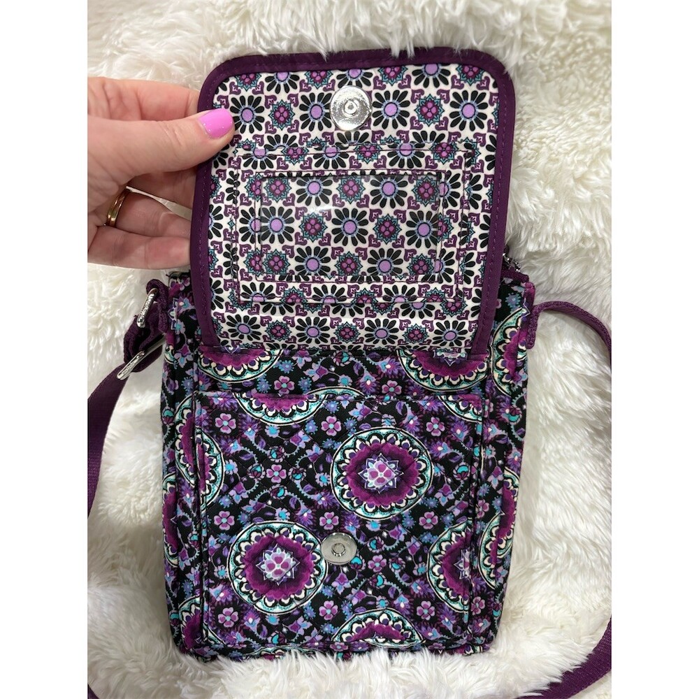 Vera Bradley Hipster Crossbody Bag Womens Medium Purple Paisley Quilted - Picture 4 of 9